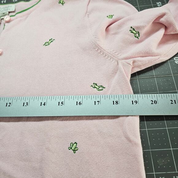 Christopher Banks Frog Cardigan Womens Medium Pink 2 Piece Sweater Y2K Preppy - Picture 8 of 10